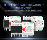 Din Rail 2P 4P ATS Dual Power Automatic Transfer Switch Electrical Selector Switches Uninterrupted Power 125A TOMZN