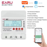 100A Tuya WiFi Smart Single Phase Energy Meter Over Under Voltage Protector Electricity Bi-Directional Measure kWh Power Meter