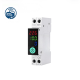 Smart WiFi circuit breaker with LCD display showing voltage and current