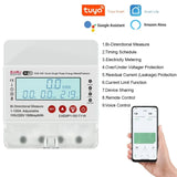 100A Tuya WiFi Smart Single Phase Energy Meter Over Under Voltage Protector Electricity Bi-Directional Measure kWh Power Meter