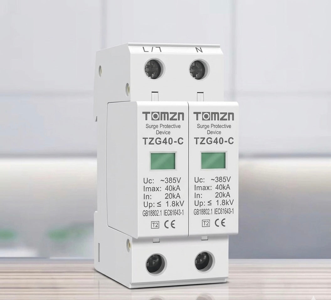AC surge protector 1P+N 20‑40KA 385VAC for home and office circuits in Pakistan