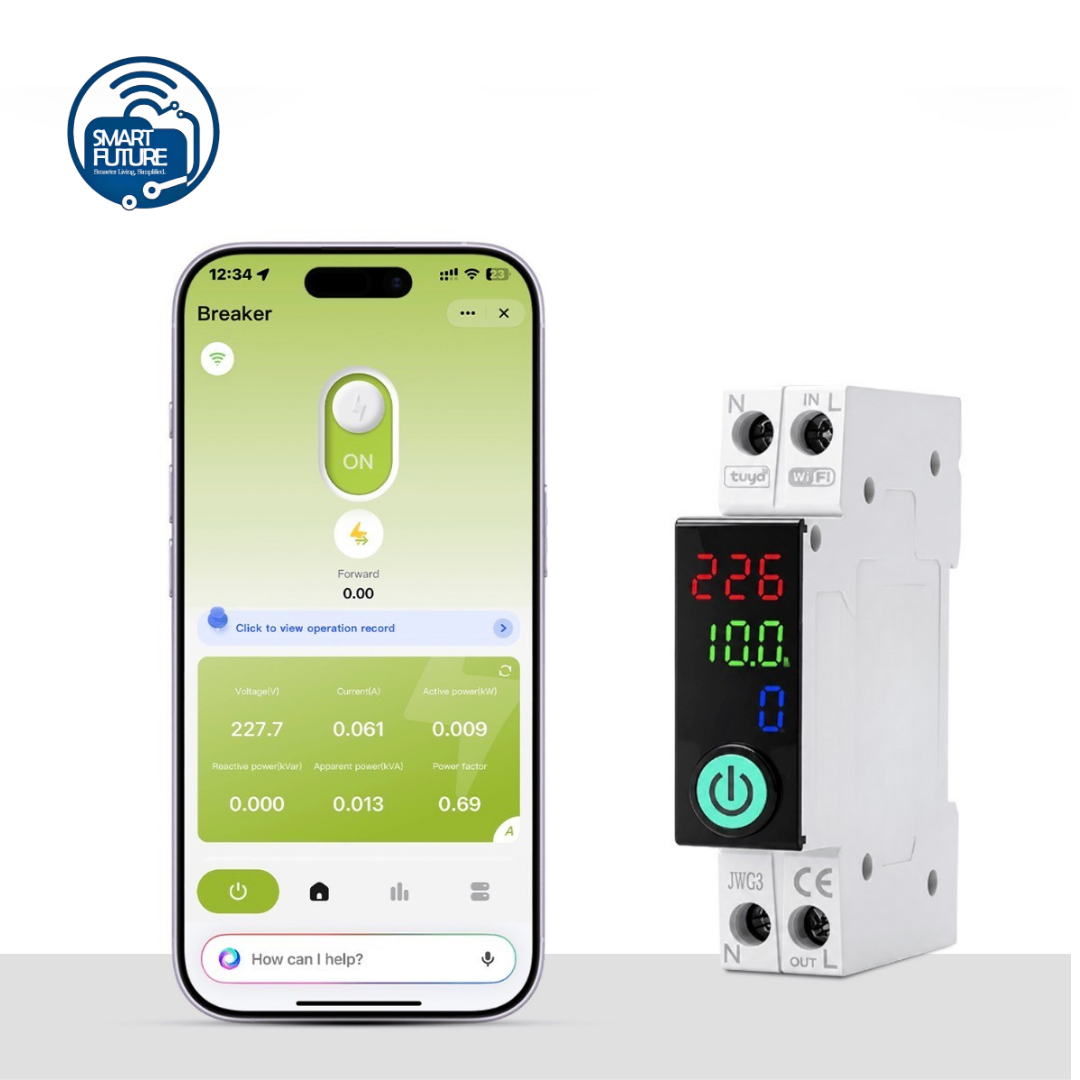 smartlife Mobile app interface for remote control and energy monitoring of smart WiFi breaker