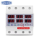 3 Phase 63A 100A Din rail adjustable Over Under Voltage current limit protection Relay Protector SYN ASYNC Synchronous Asynchronous