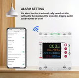 100A Tuya WiFi Smart Single Phase Bi Directional Energy Meter Over Under Voltage Protector Electricity Bi-Directional Measure kWh Power Meter
